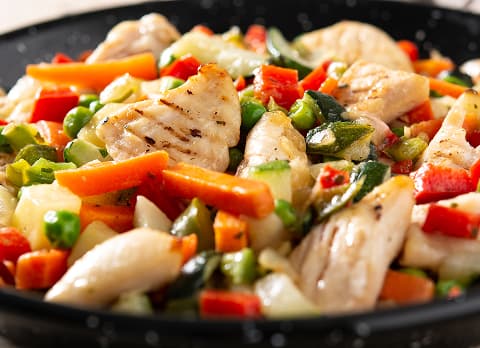 Frango com Purê de Batata Doce e Legumes2